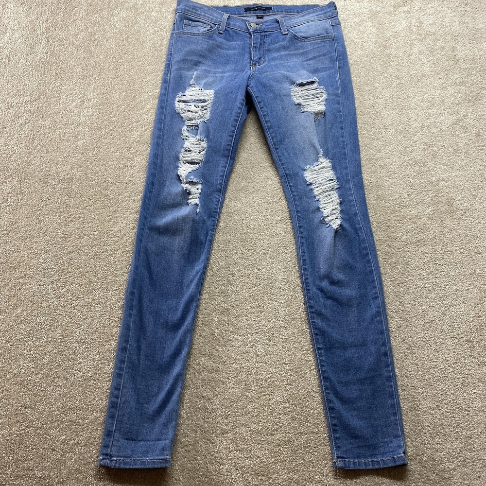 Flying Monkey Jeans Womens 28 Blue Low Rise Skinny Distressed Made USA L8841